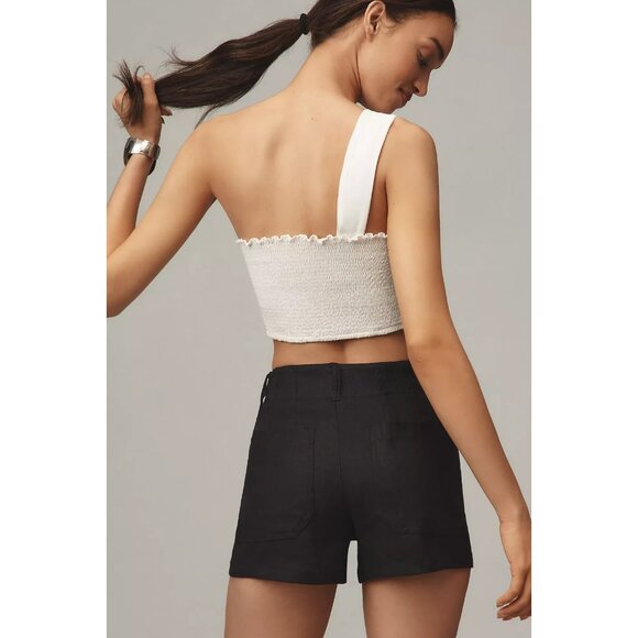 NEW Anthropologie Maeve Shorts Womens Black Colette Linen Blend High Rise 34 - Picture 2 of 4